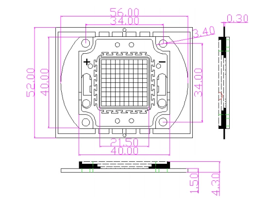 50W COB LED Module 50W LED Chip Bridgelux 120-140lm/W